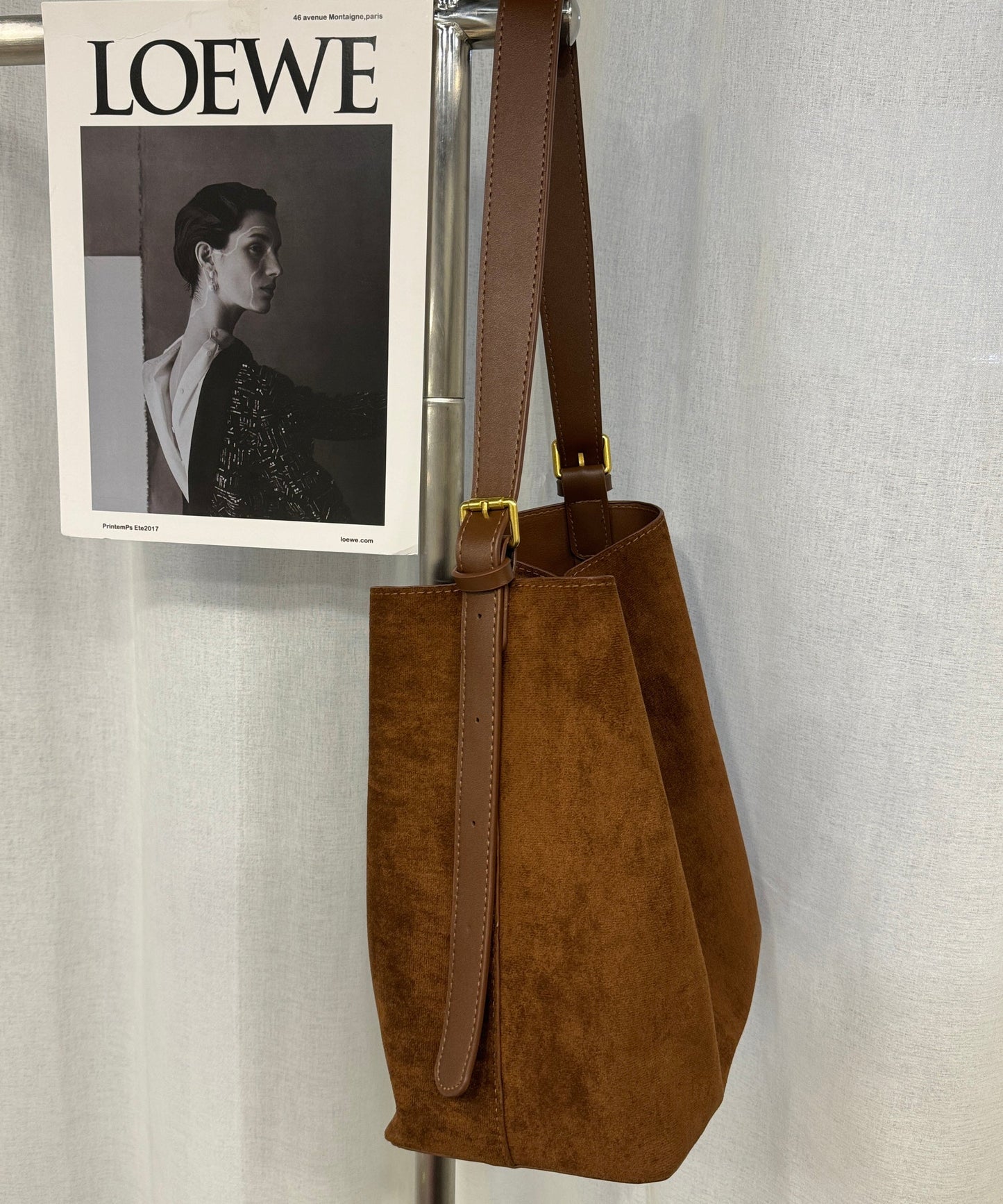 Boutique Brown Large Capacity Suede Bucket Bag