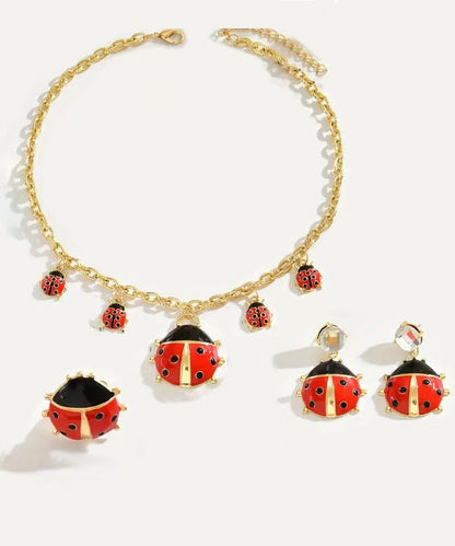 Unique Stainless Steel Alloy Drop Earrings ,Rings And Pendant Necklace Three-Piece Set