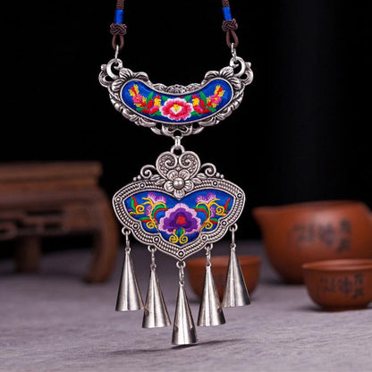 Women Vintage Floral Embroidered Bohemian Necklace