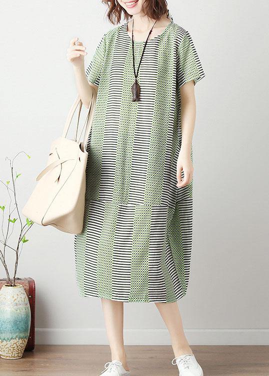 Organic patchwork Cotton tunic dress Work light green Dresses summer