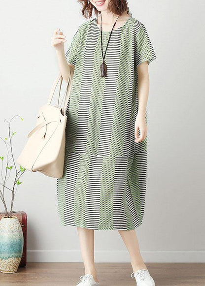Organic patchwork Cotton tunic dress Work light green Dresses summer