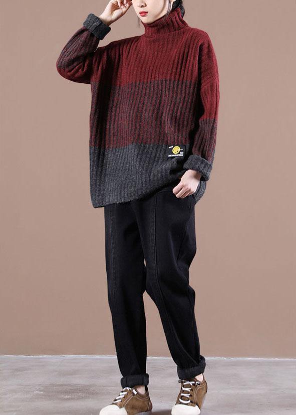 Organic Mulberry Colorblock Casual Fall Knit Sweater