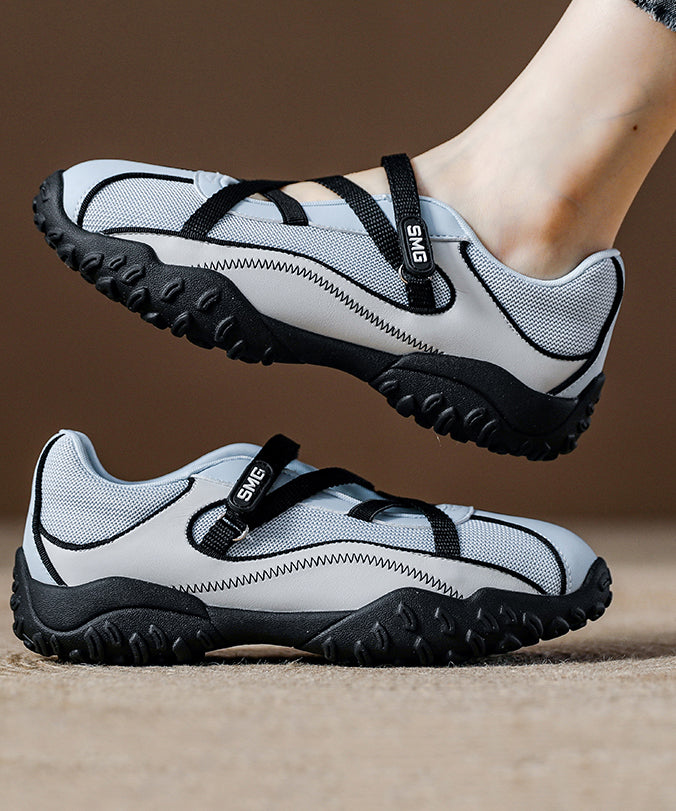 Blue Breathable Mesh Flat Shoes For Women Splicing Cross Strap