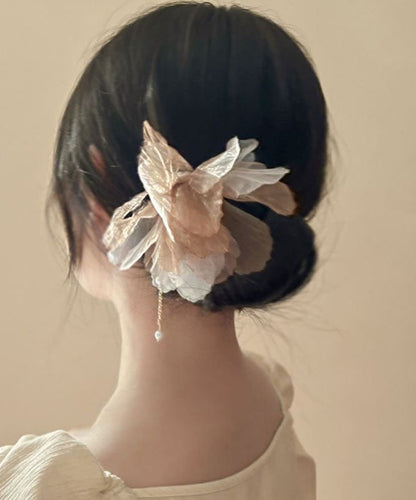 Chinese Style Champagne Alloy Chiffon Pearl Tassel Hairpin