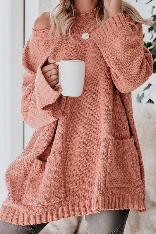 Double Pockets Casual Knitted Sweater