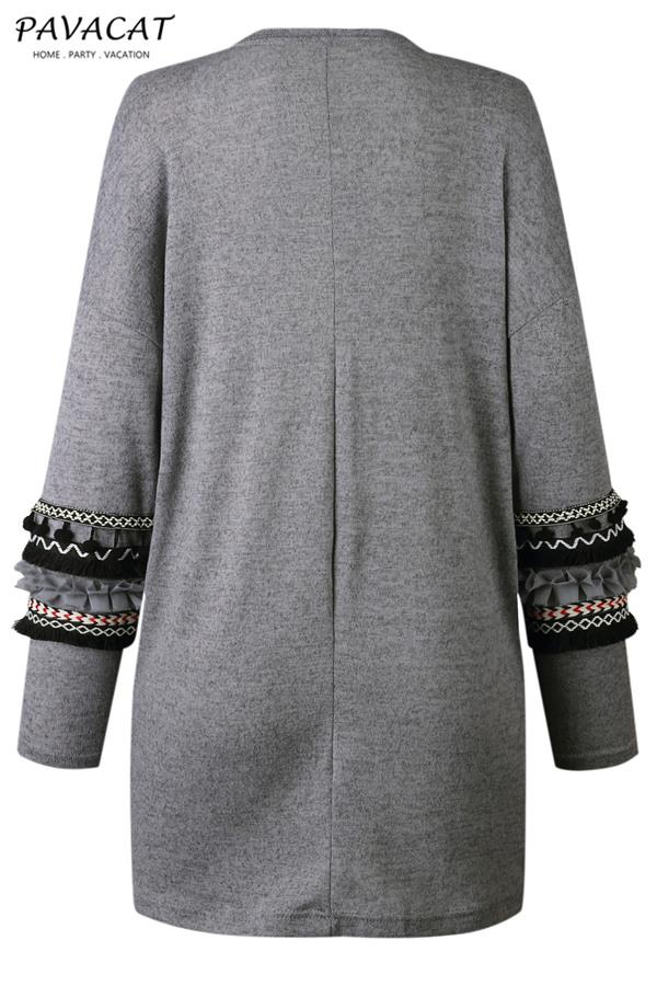 Boho Cording Knitted Cardigan - Gray