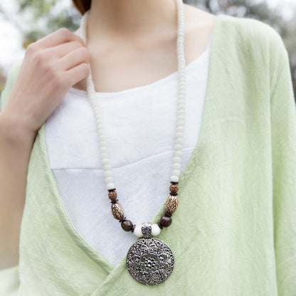 Retro Ethnic Style Handmade White Bodhi Necklace