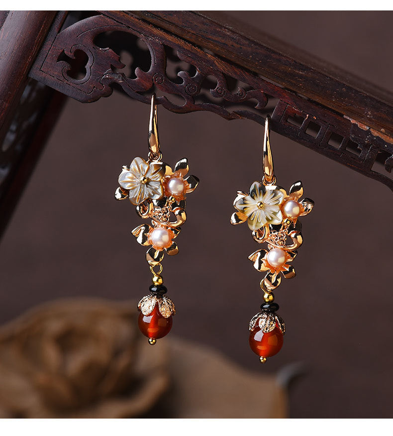 Ethnic Gold Plated Long Eardrop Earrings