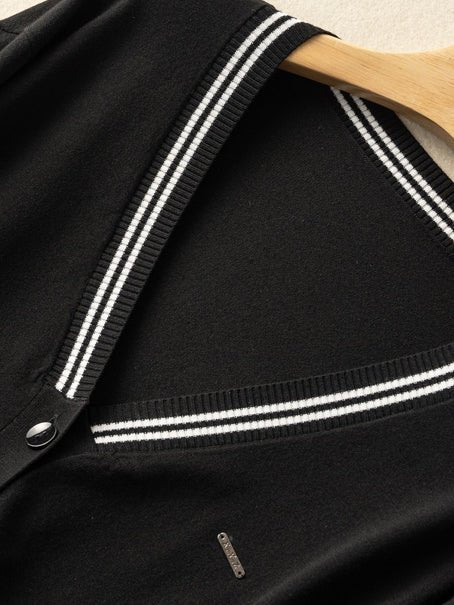 Knitwear Thin Section Literary Retro Wild Loose Striped Jacket In One-Size