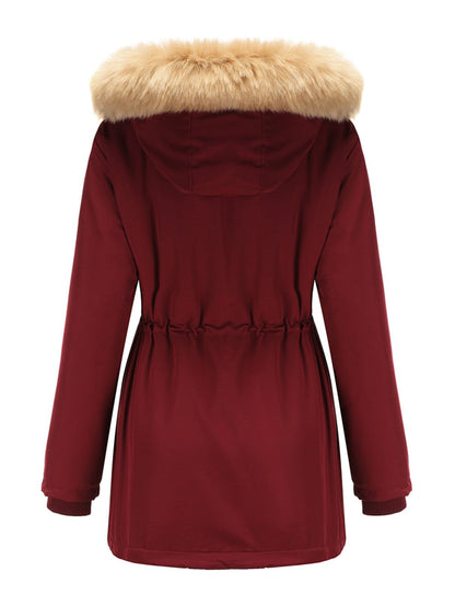 Women's Coat Daily Lamb wool Fall Winter Regular Midi Length Coat Solid Color Oversized Coat