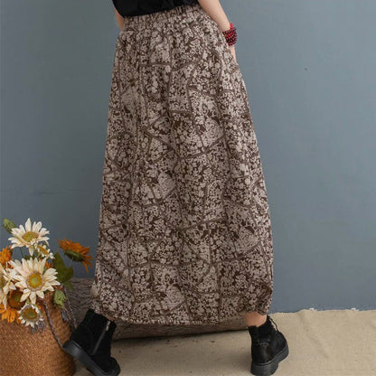 Ethnic Printed Elastic Waist Skirt