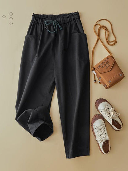 Simple Style Comfortable Elastic Waist Ladies Radish Pants