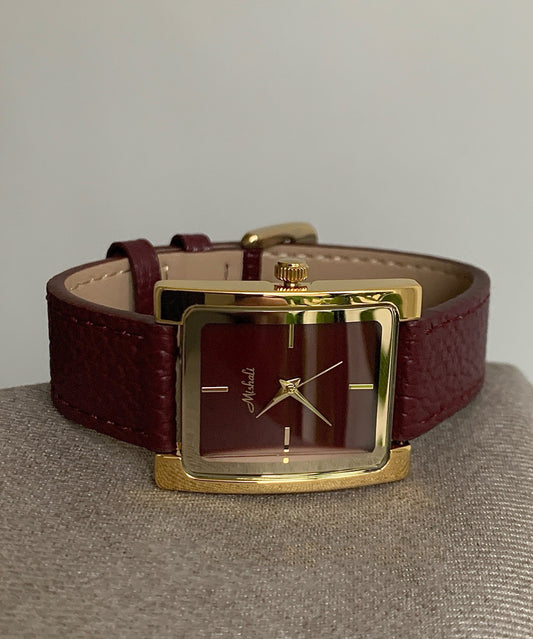 Brief Mulberry Metal Leather Quartz Movement Watches