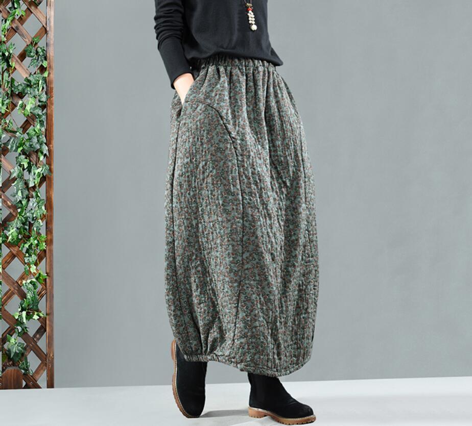 Vintage Thick Printed Quilted Skirt