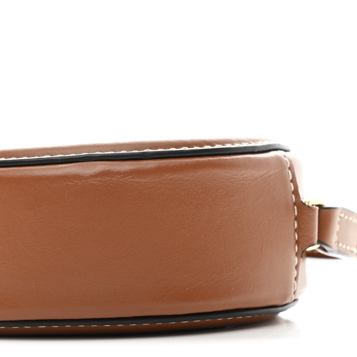 Smooth Calfskin Cuir Small Triomphe Oval Crossbody Purse Tan