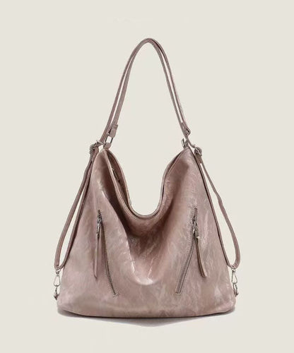 Modern Pink Large Solid Durable Faux Leather Women Handbags