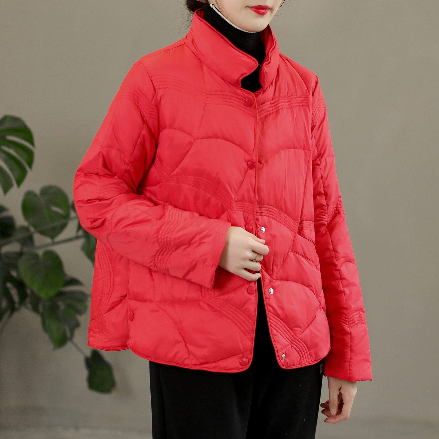 Winter Retro Casual Solid Warm Down Coat