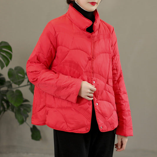 Winter Retro Casual Solid Warm Down Coat