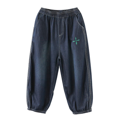 Summer Retro Embroidery Cotton Jeans
