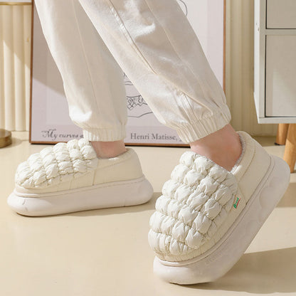 Winter Women Grid Household Warm Cotton Shoes