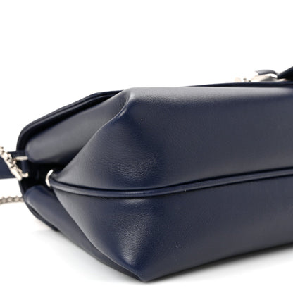 Calfskin Small Front Flap Crossbody Bag Navy Blue