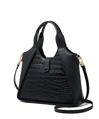 Women Grey Patchwork Durable Calf Leather Tote Bag
