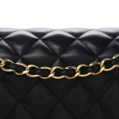 Lambskin Quilted Jumbo Double Flap Black