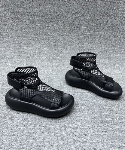 Grey Platform Breathable Mesh Casual Splicing Sandals