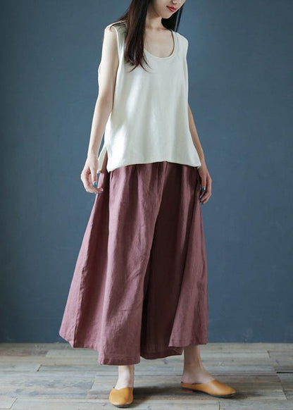 Chunxin original design cotton and linen wide-leg pants