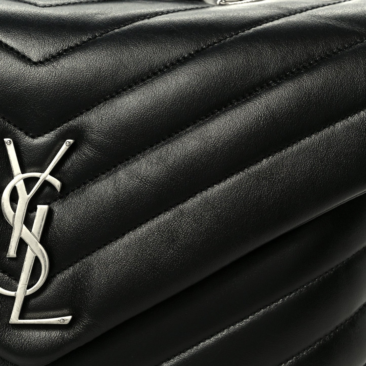 Calfskin Y Quilted Monogram Medium Loulou Chain Satchel Black