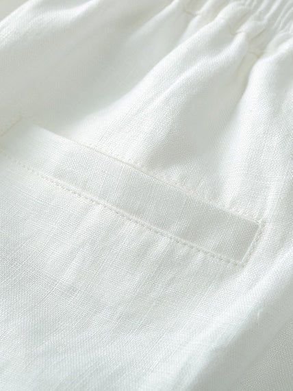 Loose Linen High Waist Solid Bowknot Wide Leg Pants