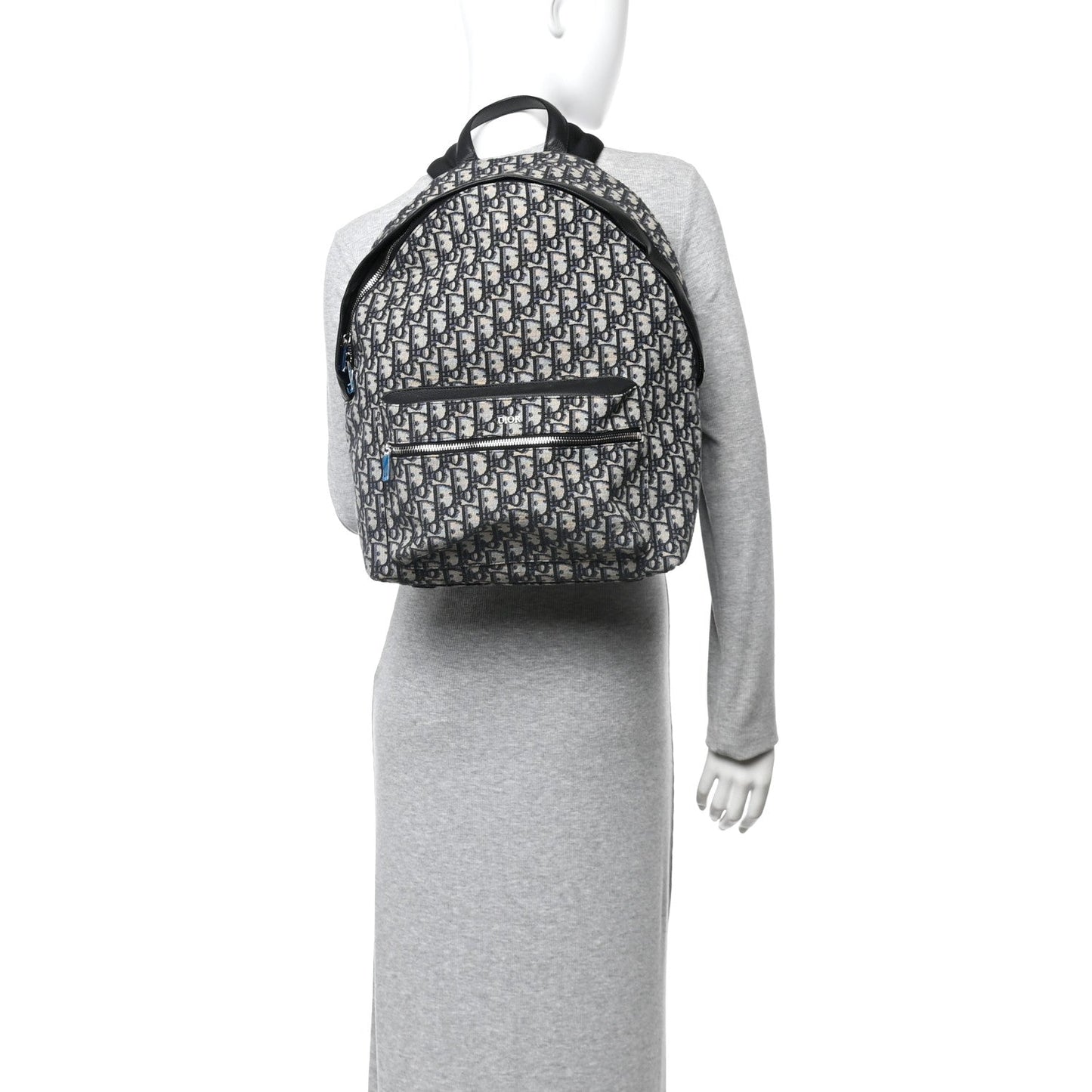 Oblique Calfskin Rider Backpack Beige Black