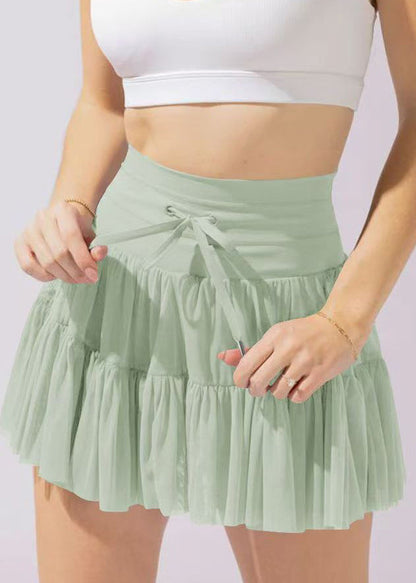 New Purple Patchwork High Waist Tie Waist A Line Skirts