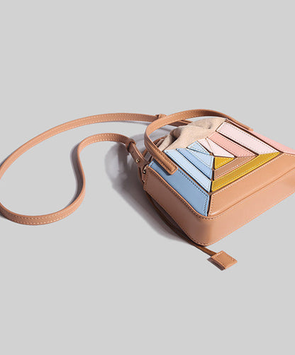 Casual Colorblock Striped Drawstring Faux Leather Versatile CrossBody Bag