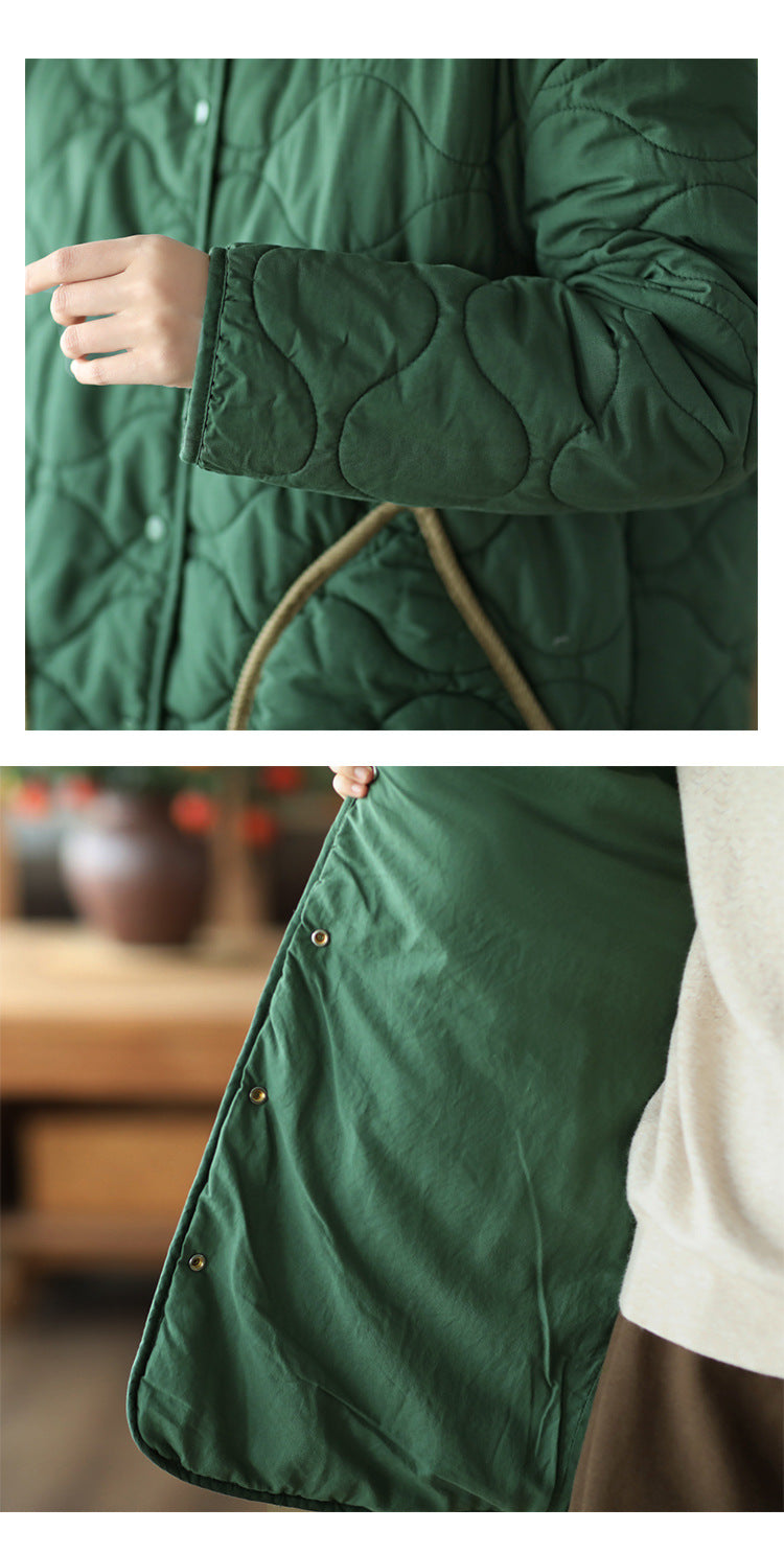Retro Cotton Thickened Mid-Length Quilted Jacket