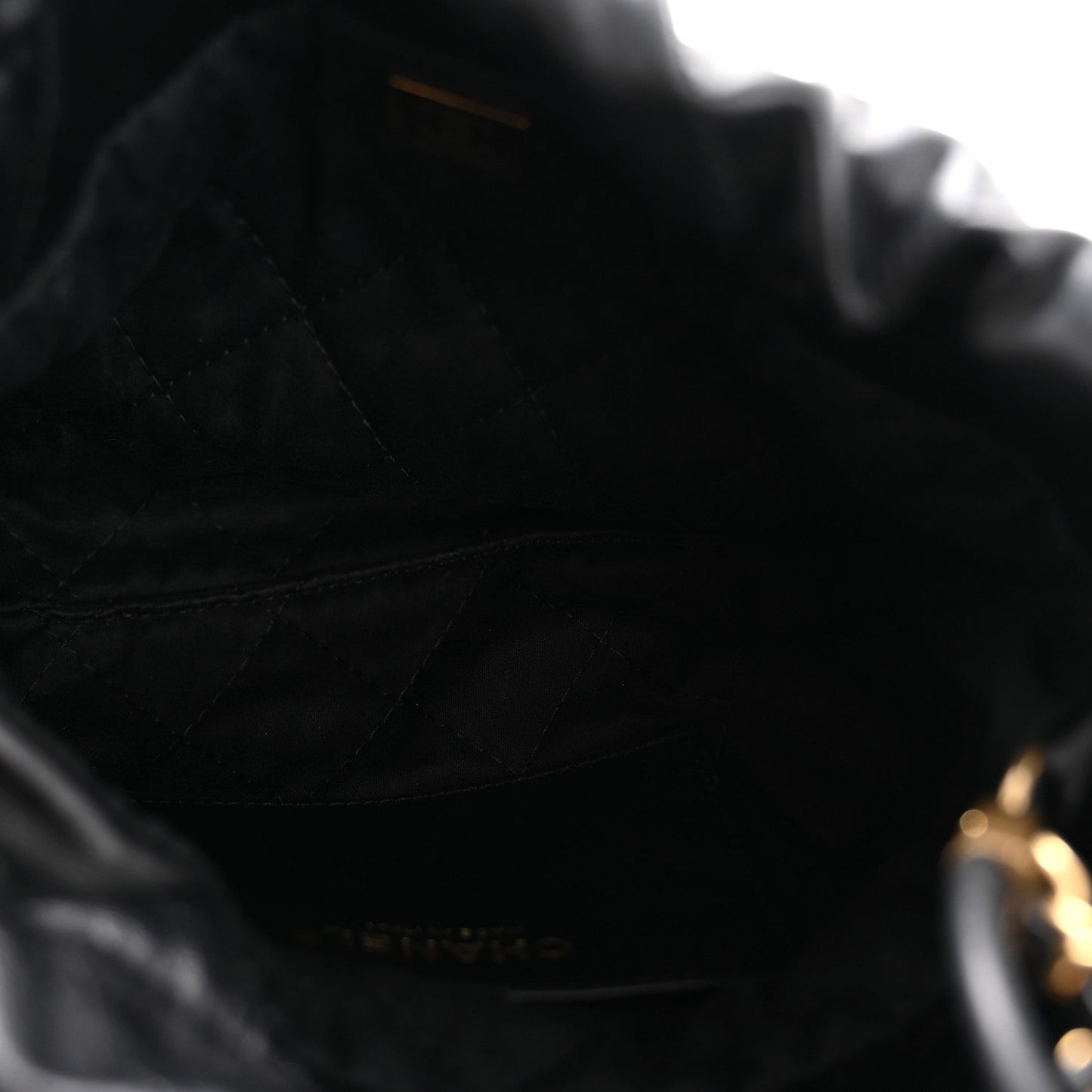 Shiny Calfskin Quilted Mini Chanel 22 Black