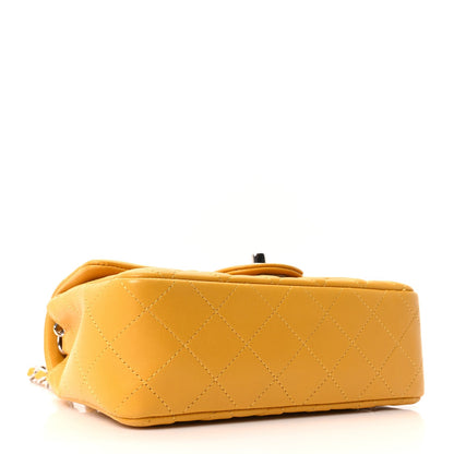 Lambskin Quilted Mini Rectangular Flap Yellow