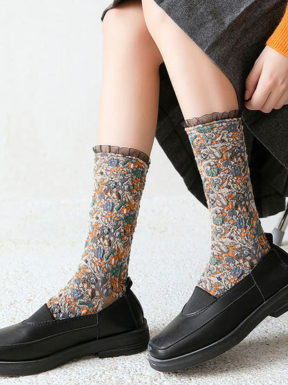 Women Cotton Lolita Style 5 Pairs Socks