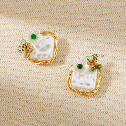 Fresh And Wild Small Butterfly Flower Earrings