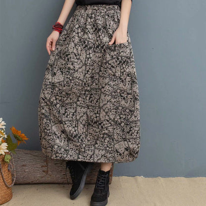 Ethnic Printed Elastic Waist Skirt
