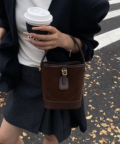 New Coffee Versatile Suede Bucket Bag Korea Style