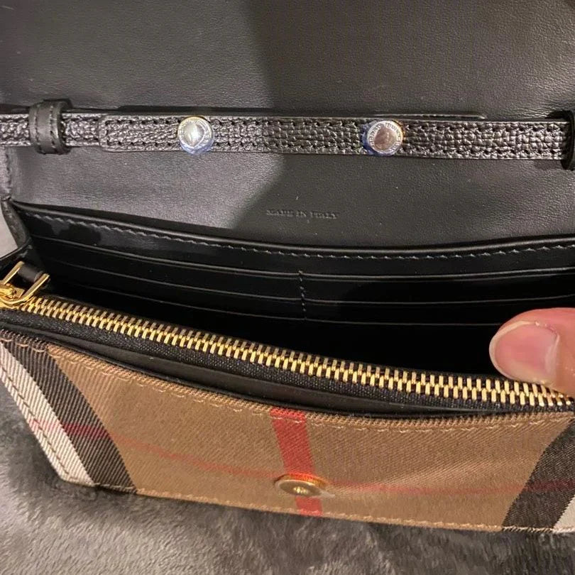 BB classic plaid fabric small square bag