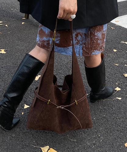 Women Brown Large Capacity Suede Shoulder Bag