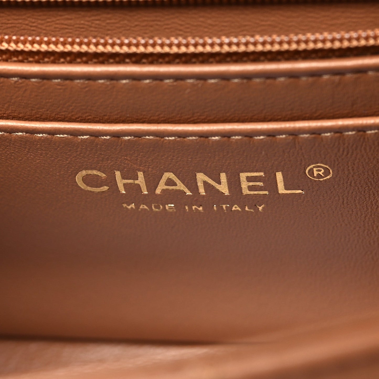 Lambskin Quilted Mini Rectangular Flap Brown
