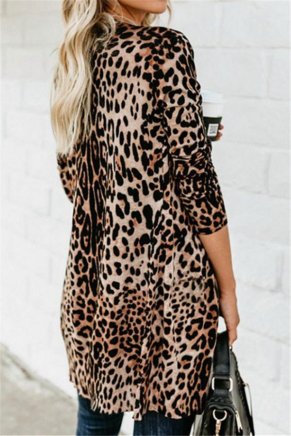 Leopard Long Sleeve Trench Cardigan