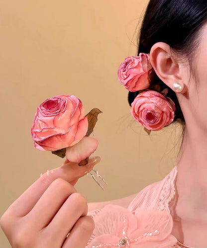 Cute Pink Alloy Rose A Pair Hairpin
