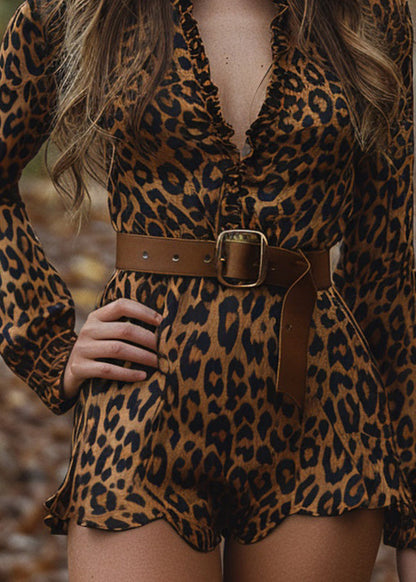 Fashion Ruffled Hollow Out Cotton Jumpsuits Long Sleeve
