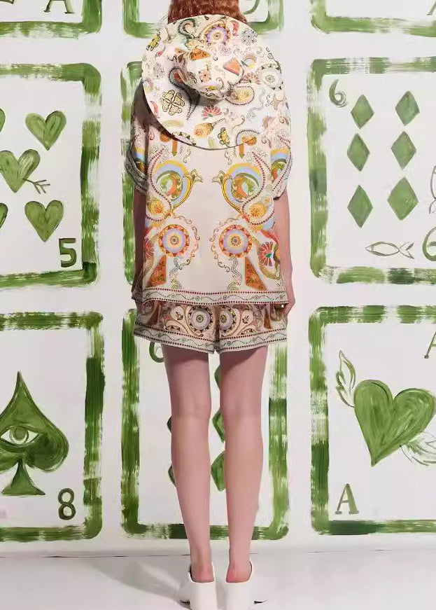 2025 New Fashion Graffiti Top And Shorts Set Summer
