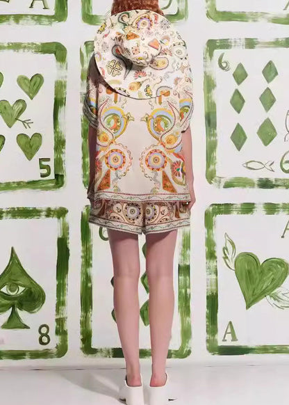 2025 New Fashion Graffiti Top And Shorts Set Summer