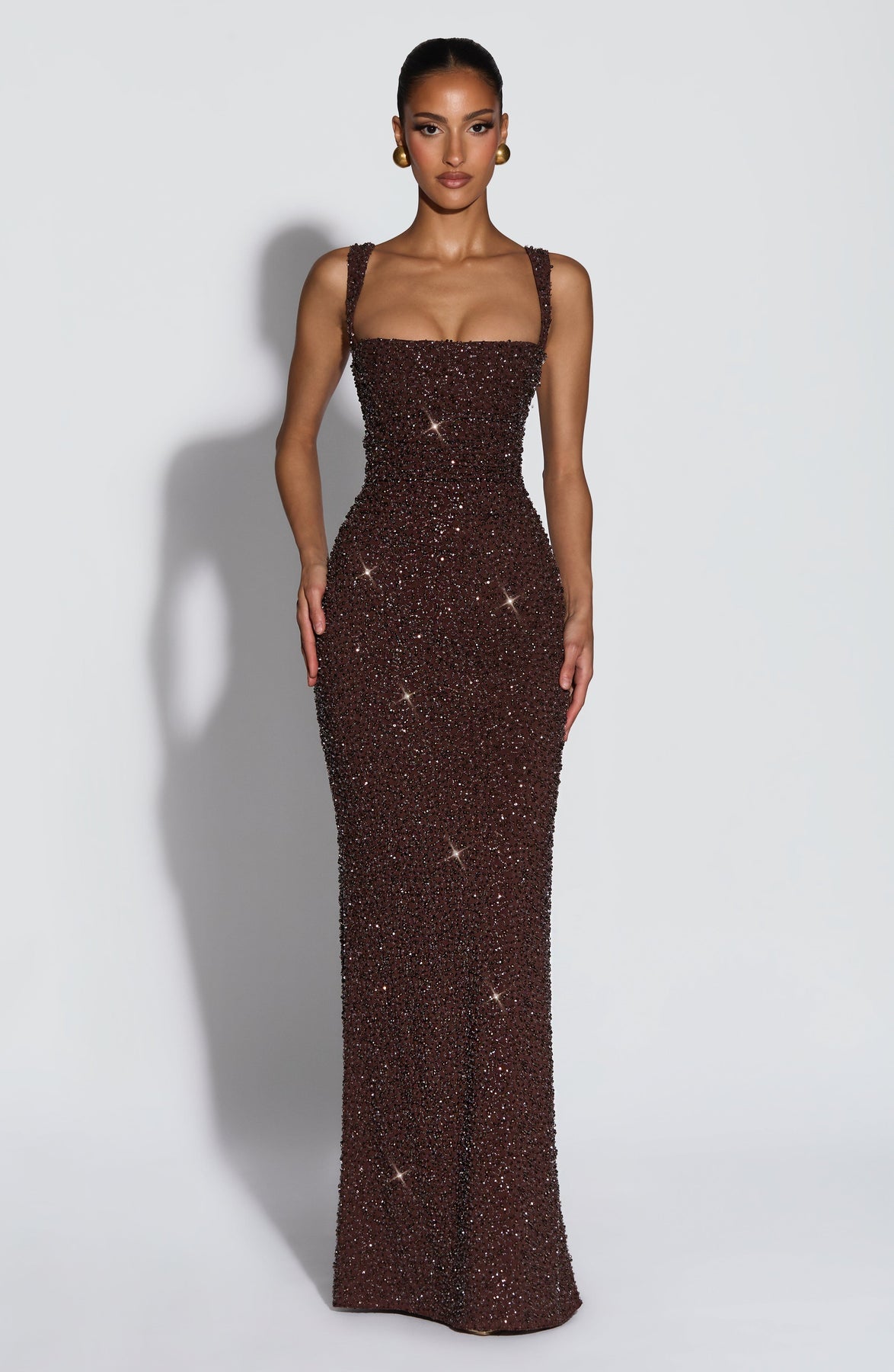 Sexy Strap off-Neck Slim-Fit Shiny Dress